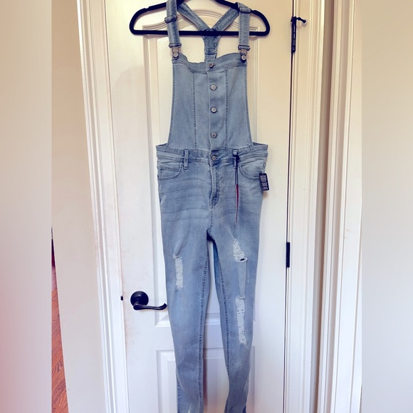 Trending Red Hot fabulous distressed denim PINK Celebrity overalls 🔥🔥🔥 - Picture 10 of 11